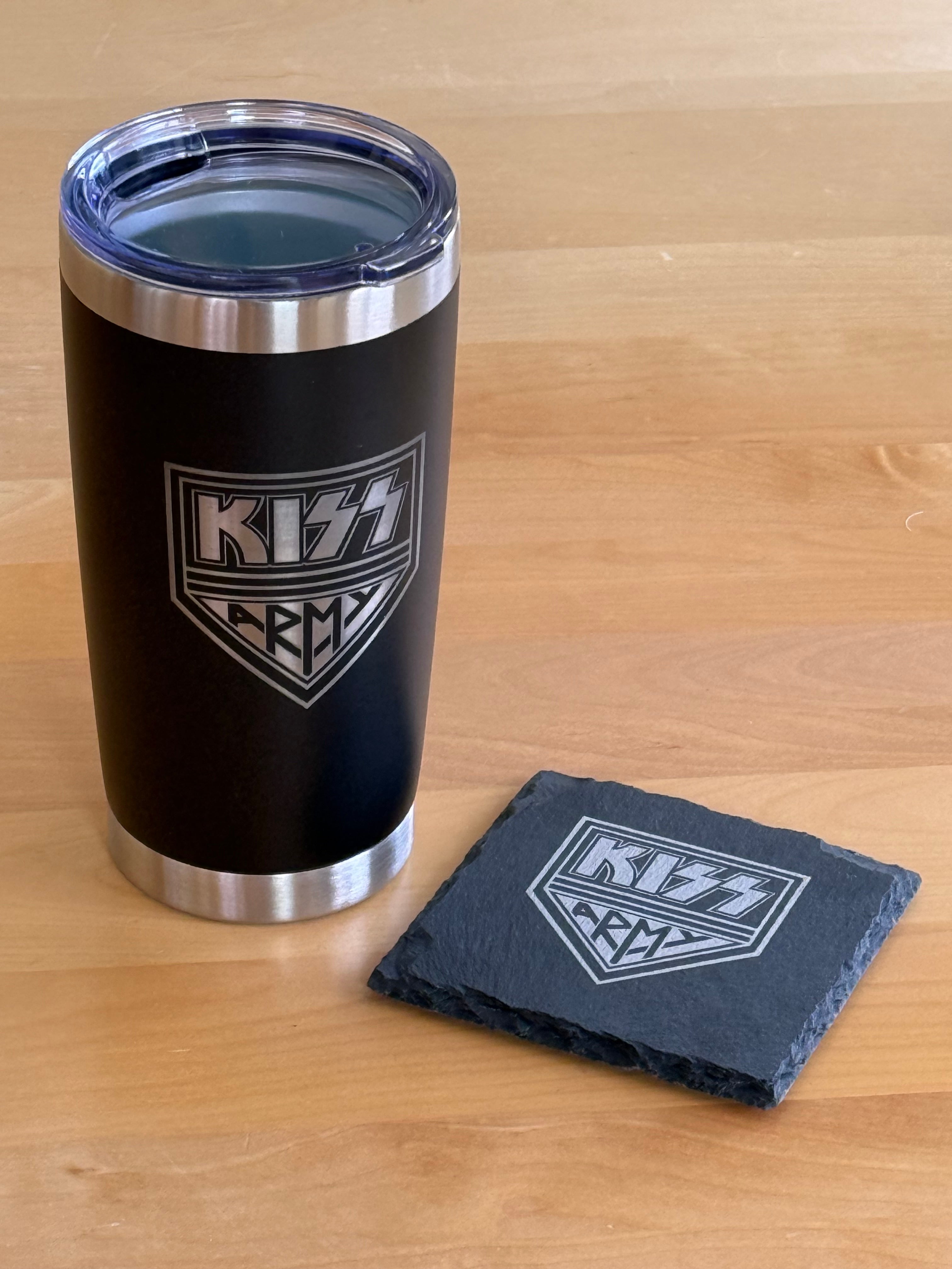 KISS Army 20oz Tumbler with coaster