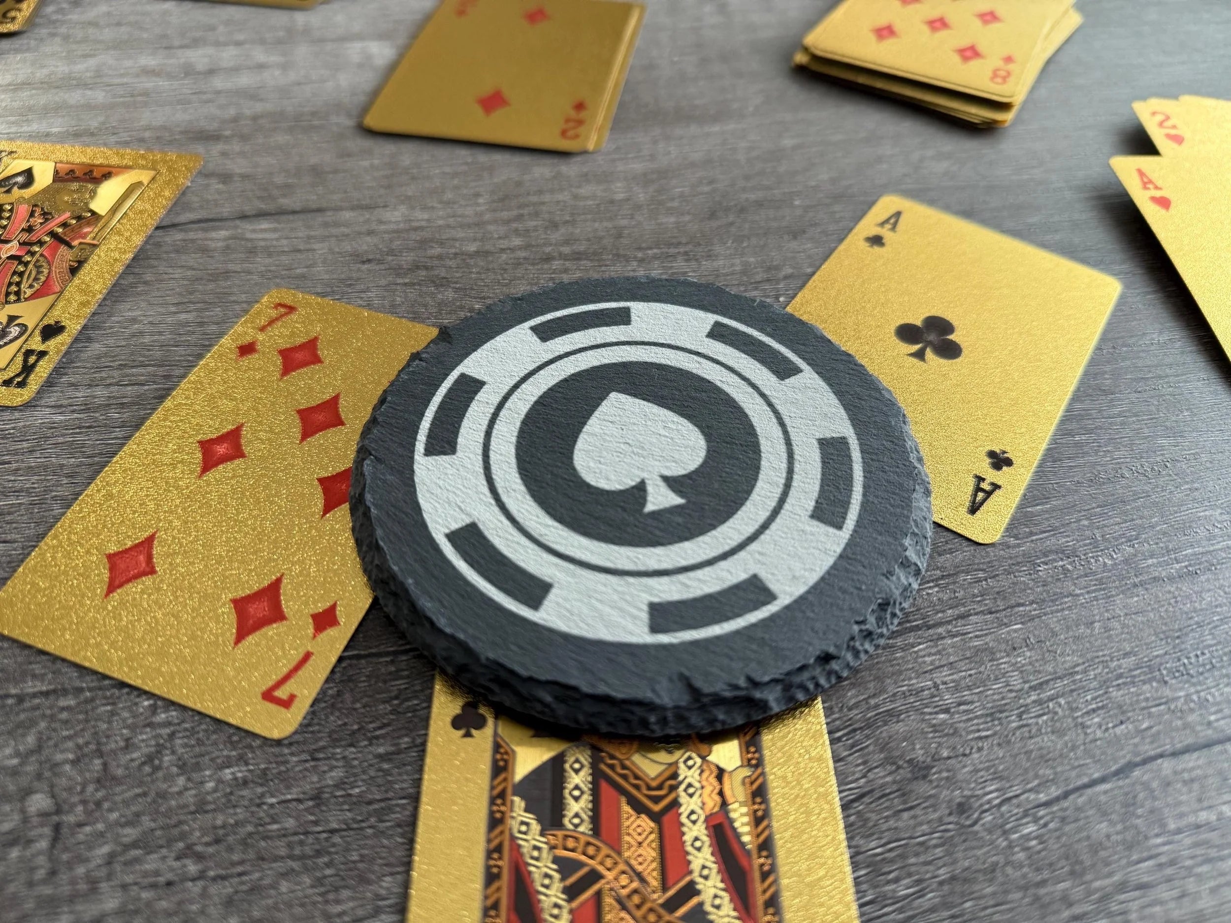 Poker Chips Set of 4 Slate Coasters