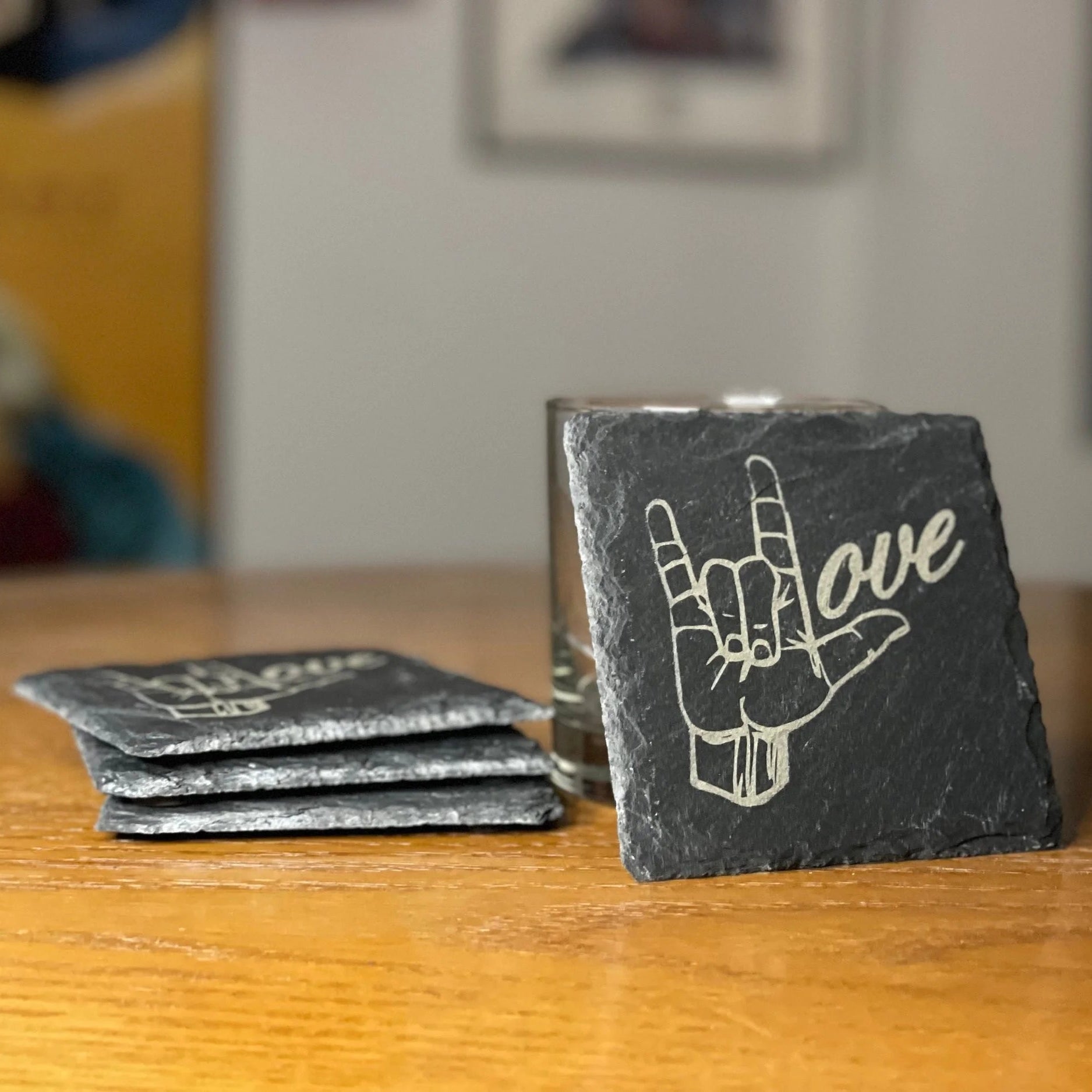 I Love You ASL Set of 4 Coasters