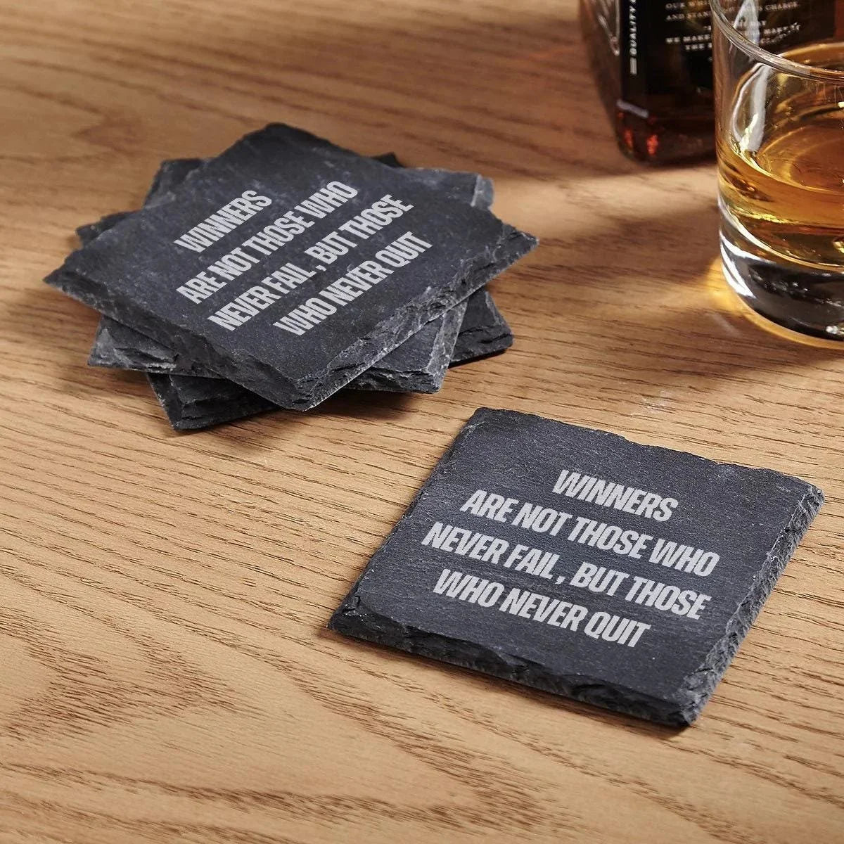 Winners Motivation Quote Set of 4 Coasters