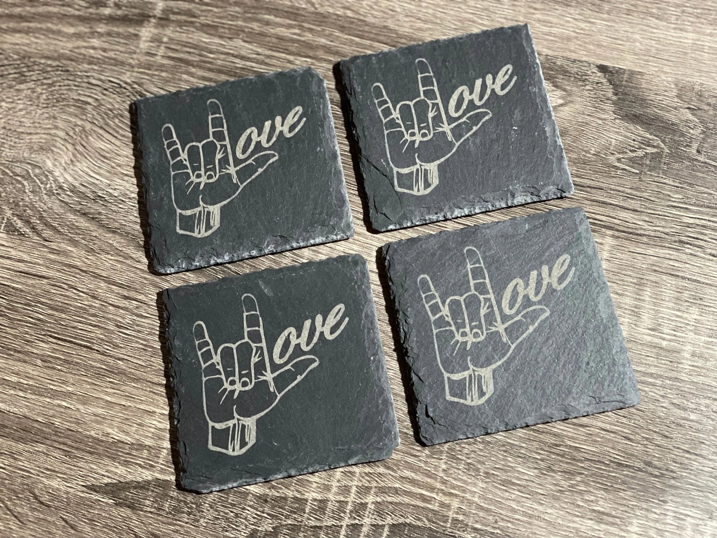 I Love You ASL Set of 4 Coasters