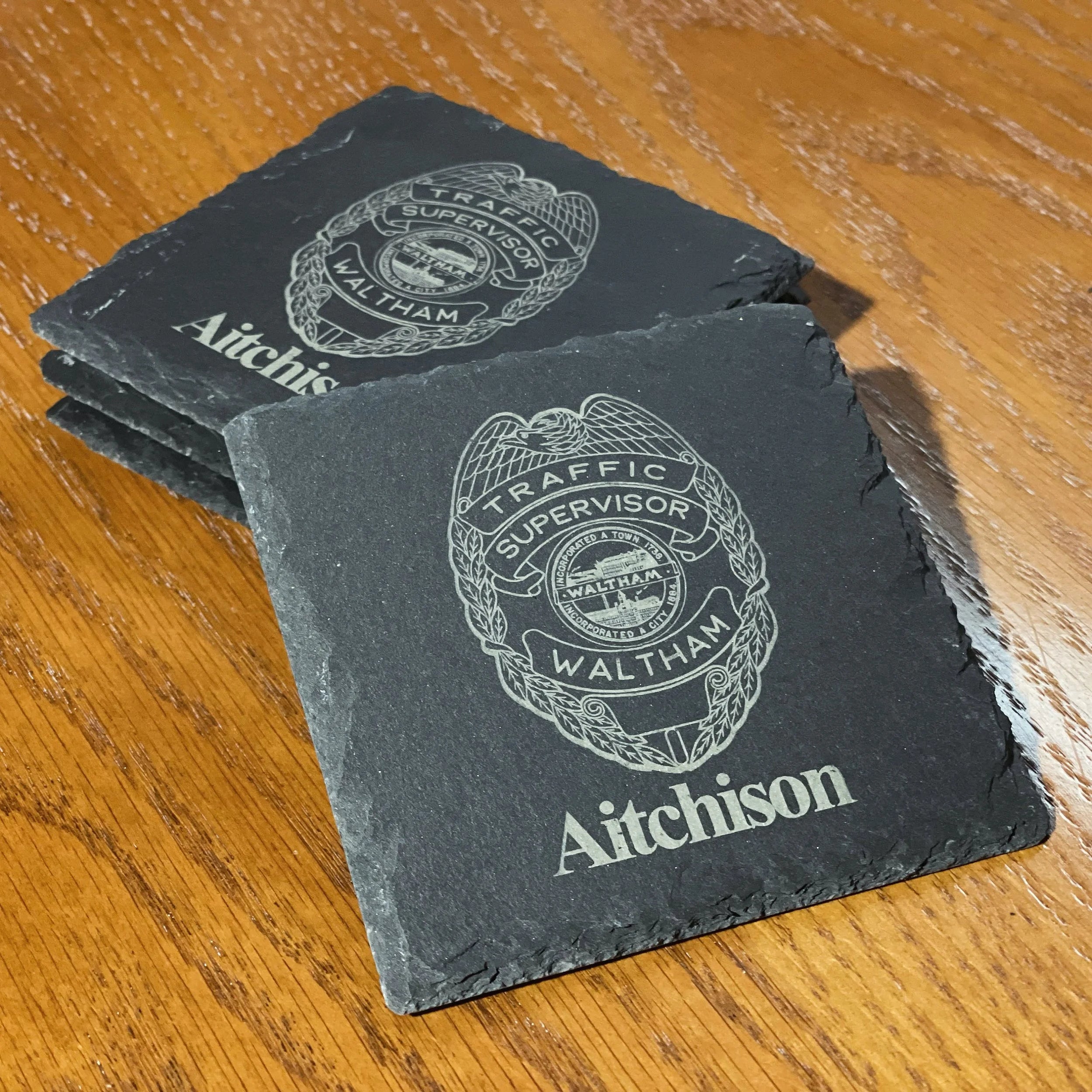 Customized Police Badge with/without names Set of 4 coasters