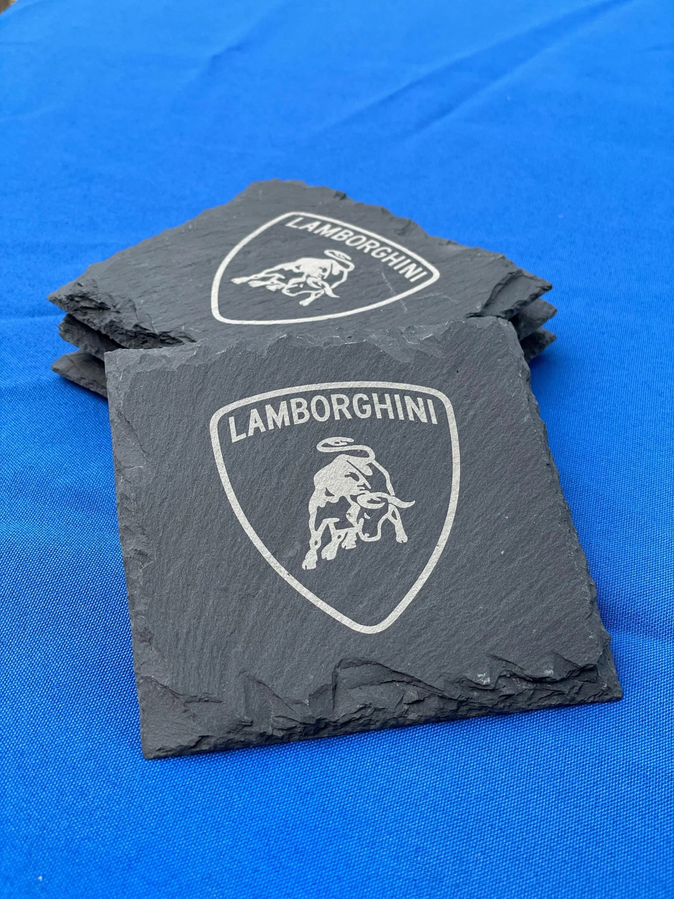 Car Logo on Slate Coaster (Set of 4); Your choice!