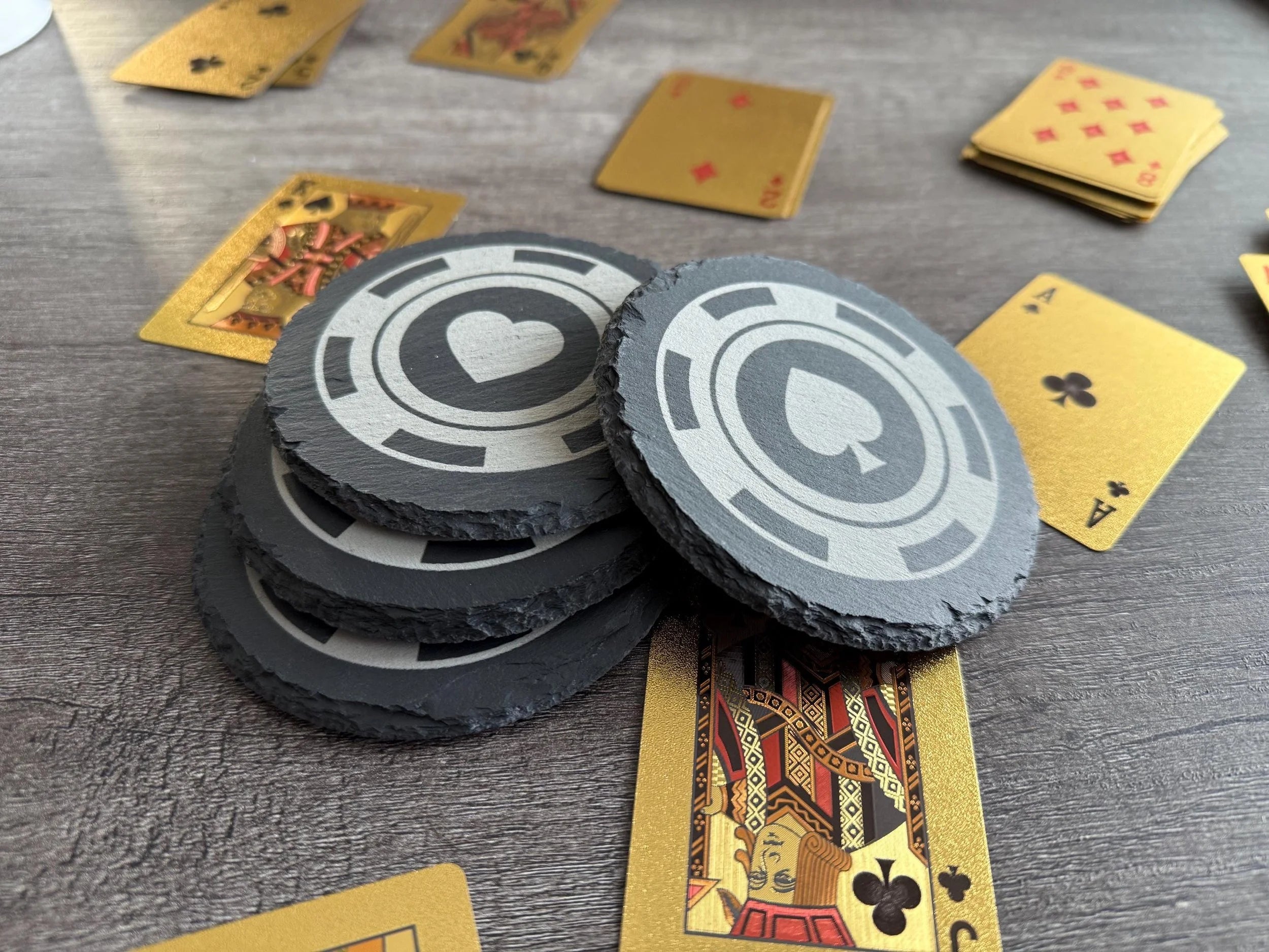 Poker Chips Set of 4 Slate Coasters