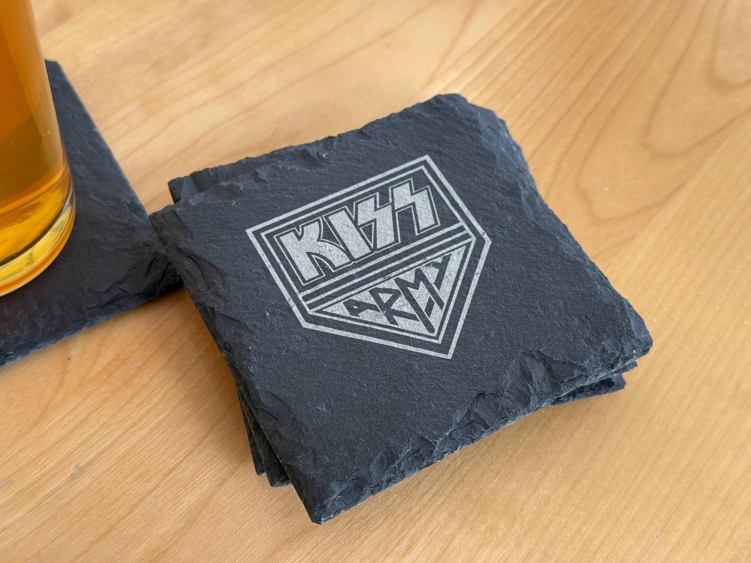 KISS Army Rock and Roll Set of 4 Slate Coasters
