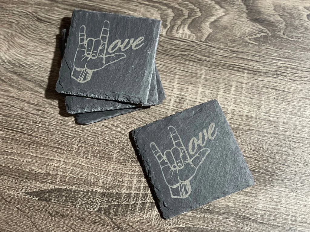 I Love You ASL Set of 4 Coasters