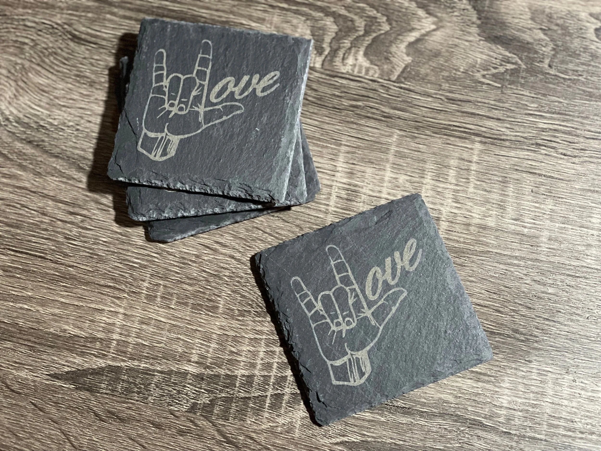 I Love You ASL Set of 4 Coasters