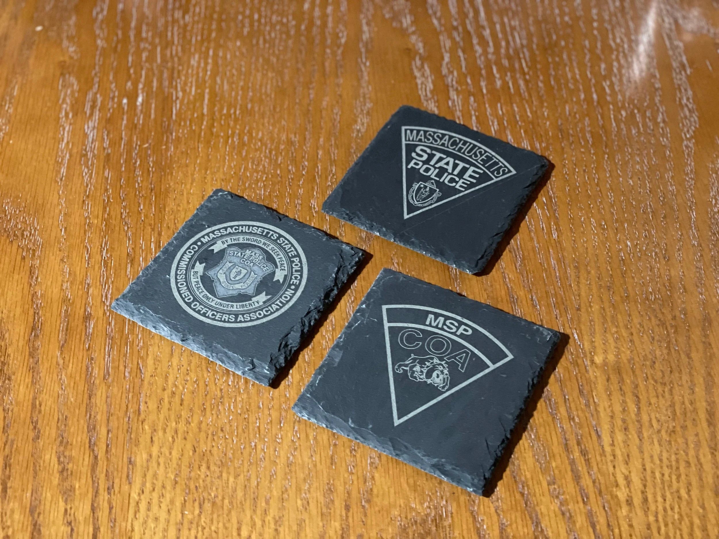 Customized Police Badge with/without names Set of 4 coasters