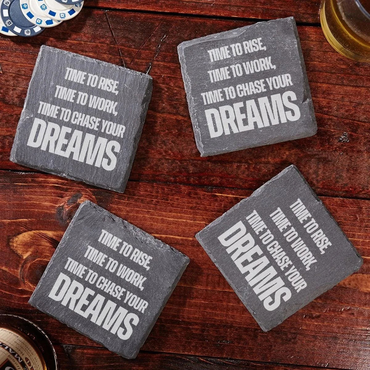 Time To Work Motivation Quote Set of 4 Coasters