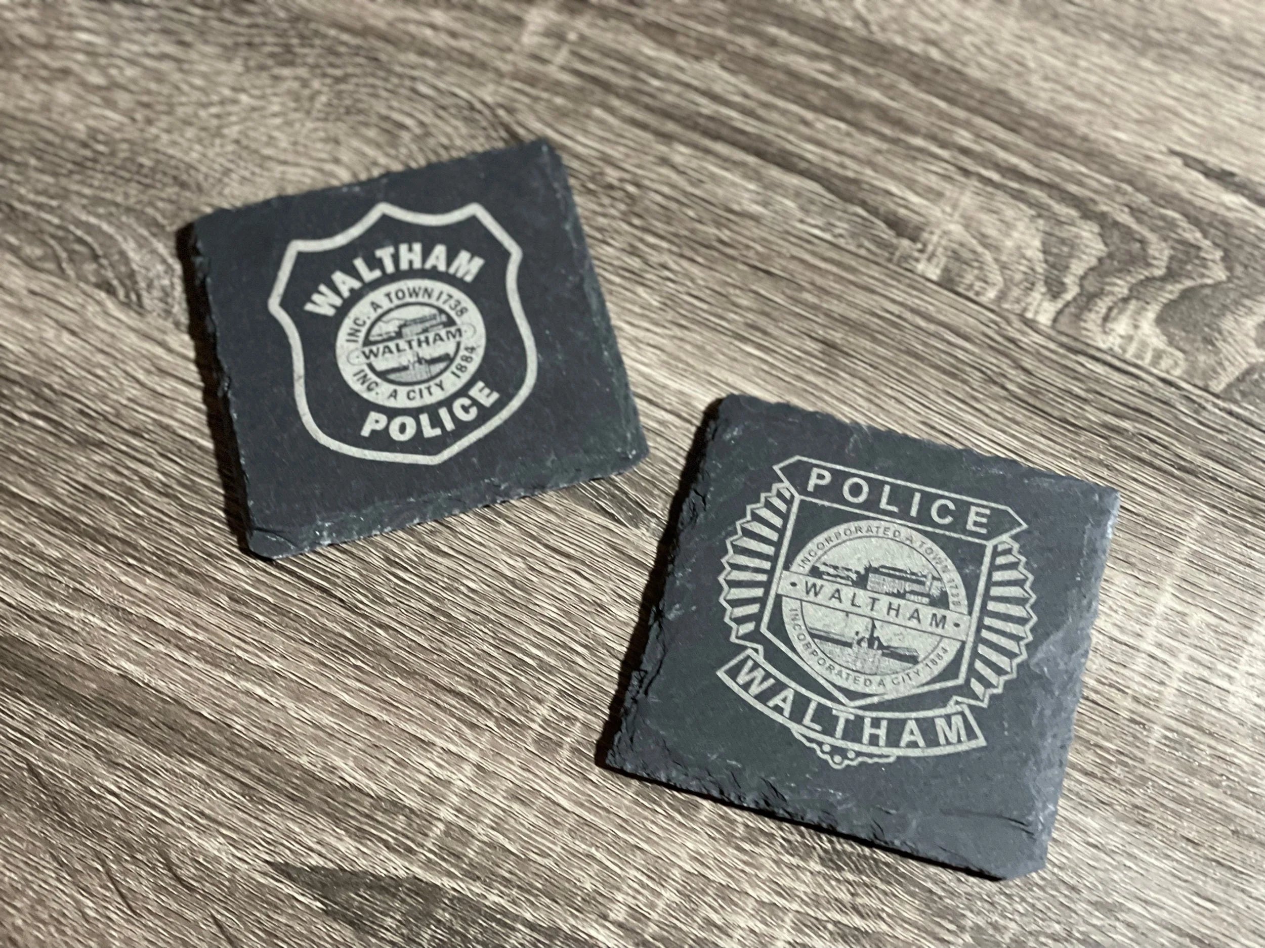 Customized Police Badge with/without names Set of 4 coasters
