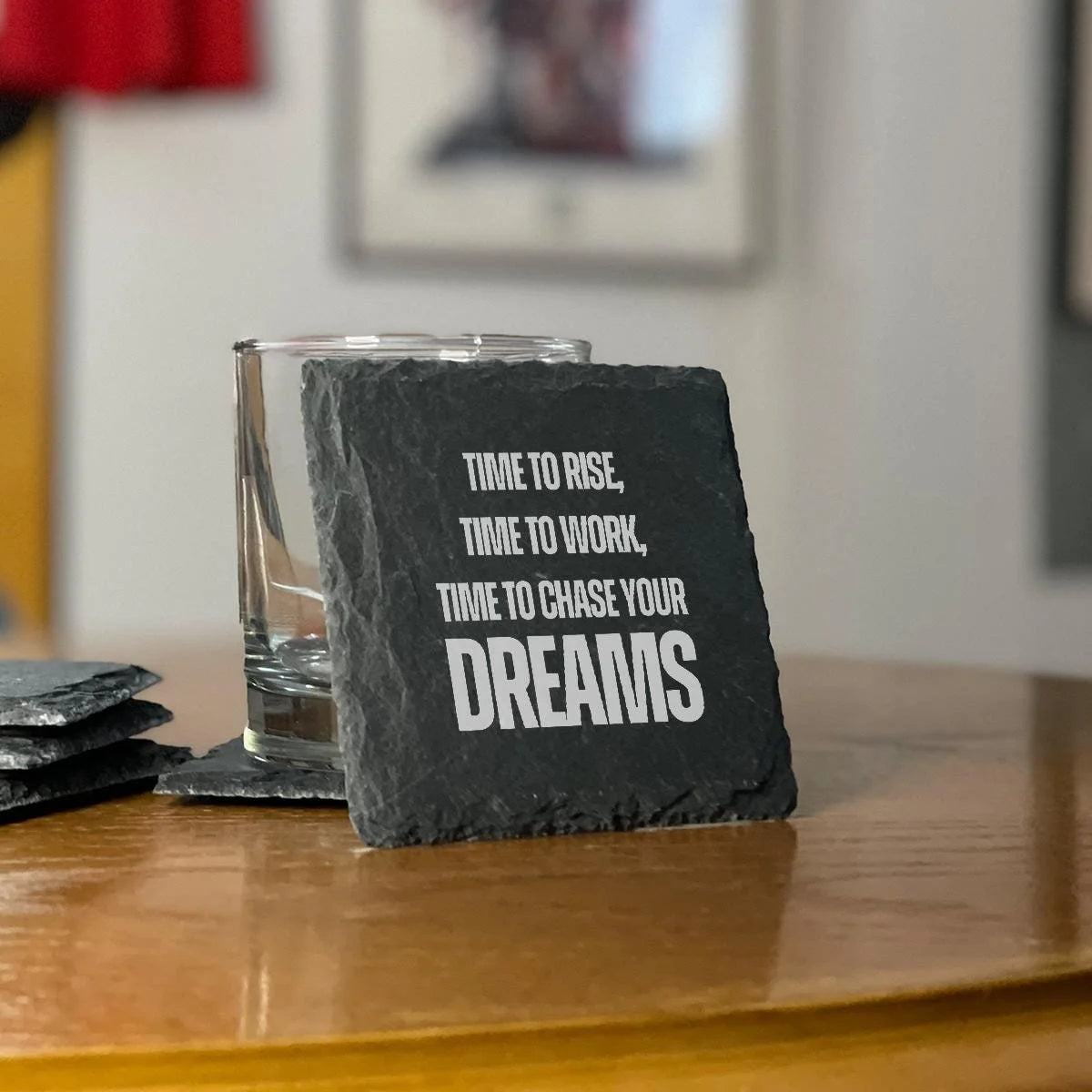 Time To Work Motivation Quote Set of 4 Coasters