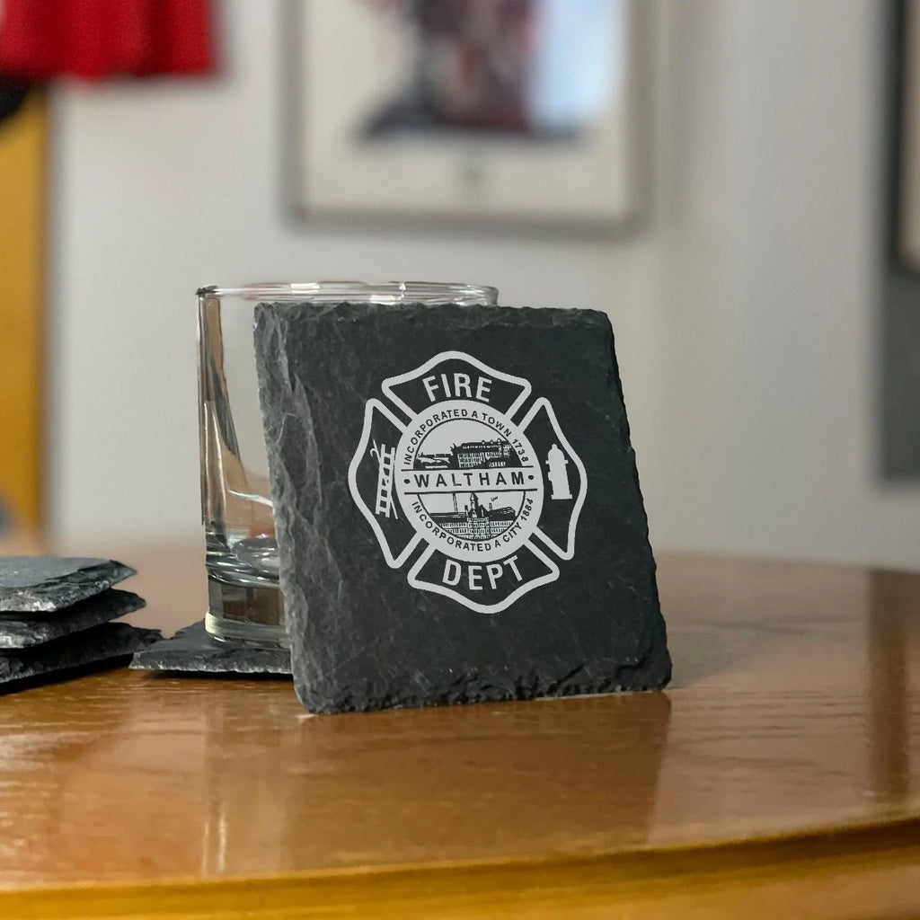 Customized Fire Badge with/without names Set of 4 coasters