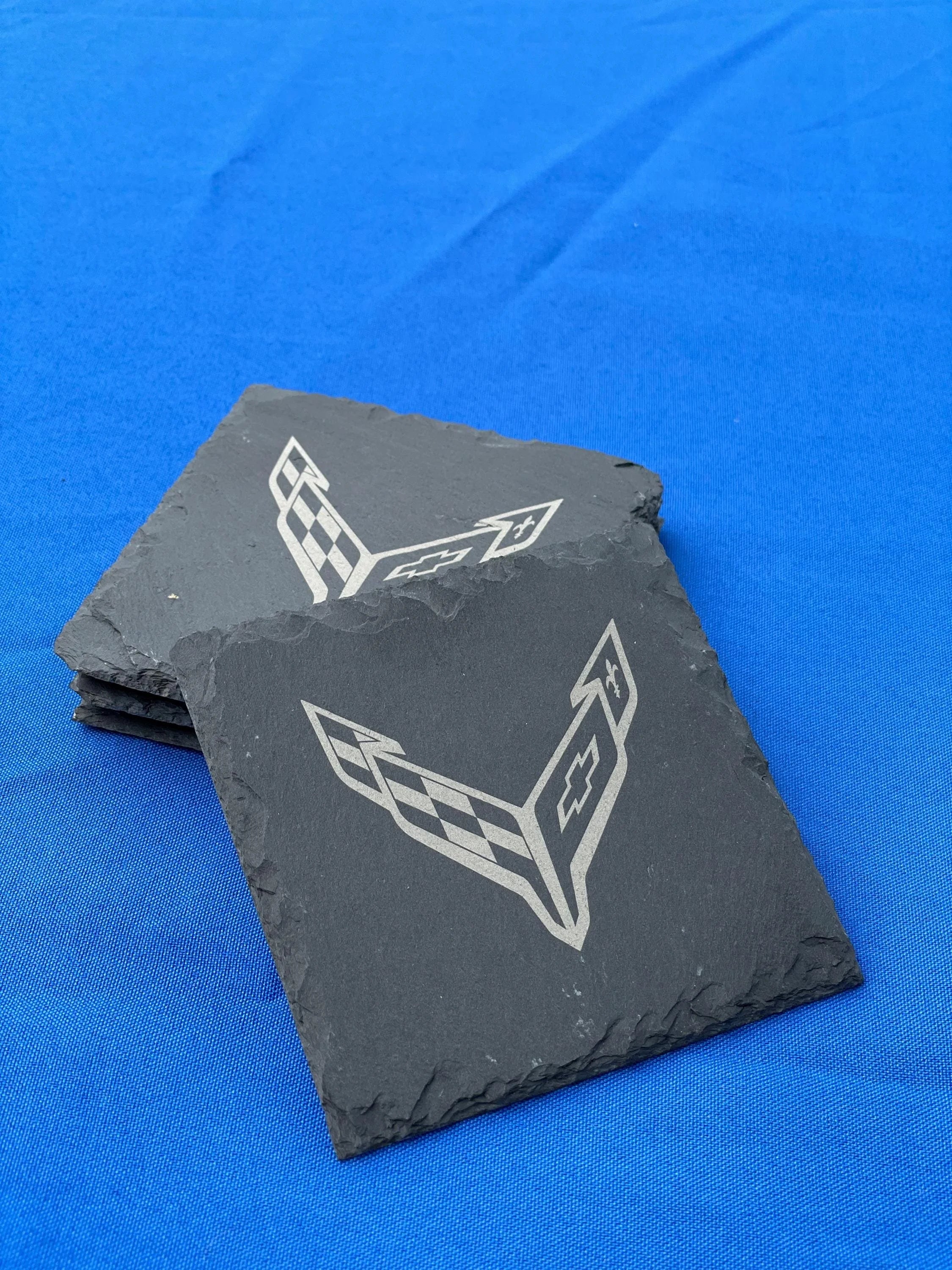 Car Logo on Slate Coaster (Set of 4); Your choice!