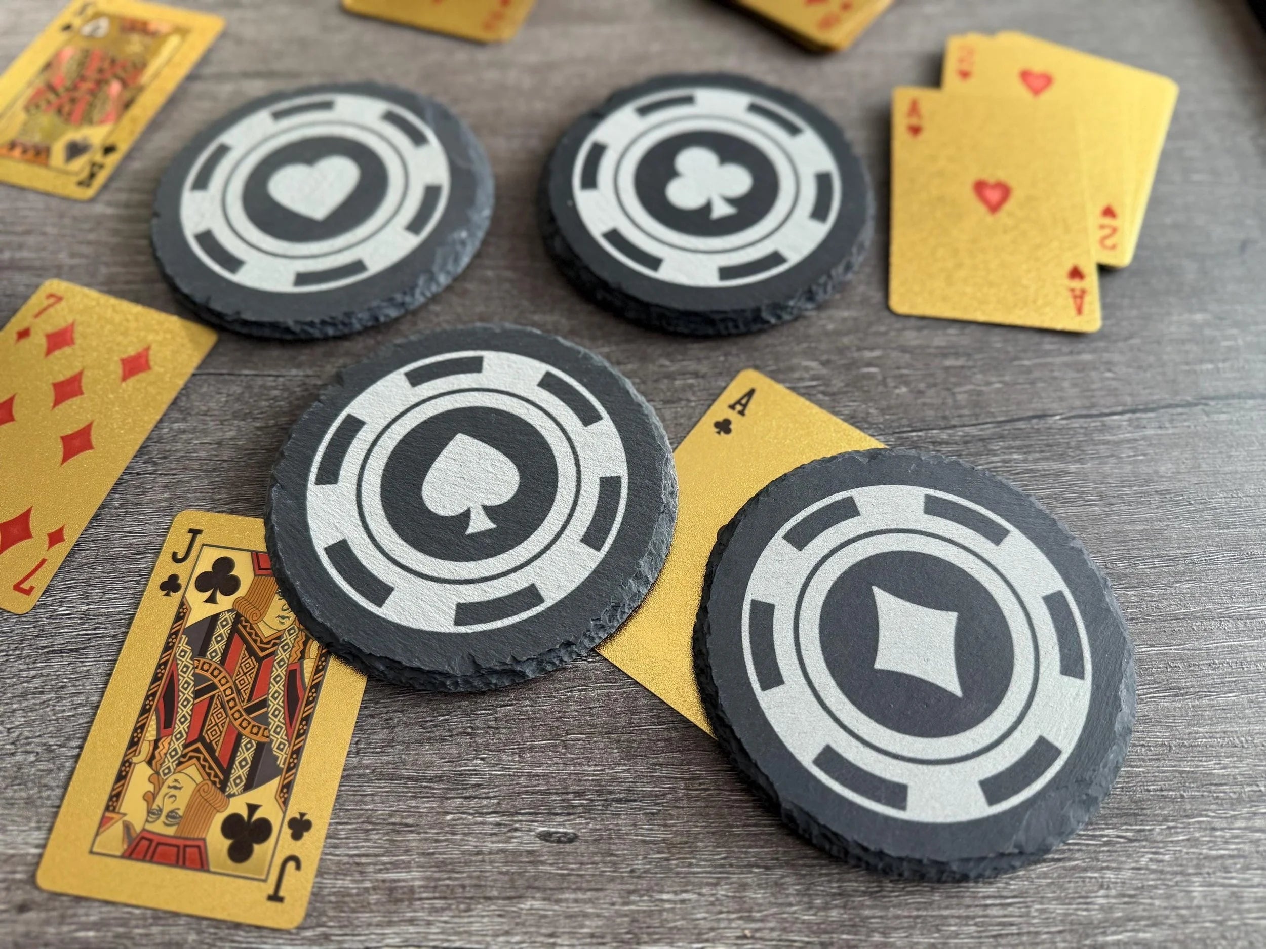 Poker Chips Set of 4 Slate Coasters
