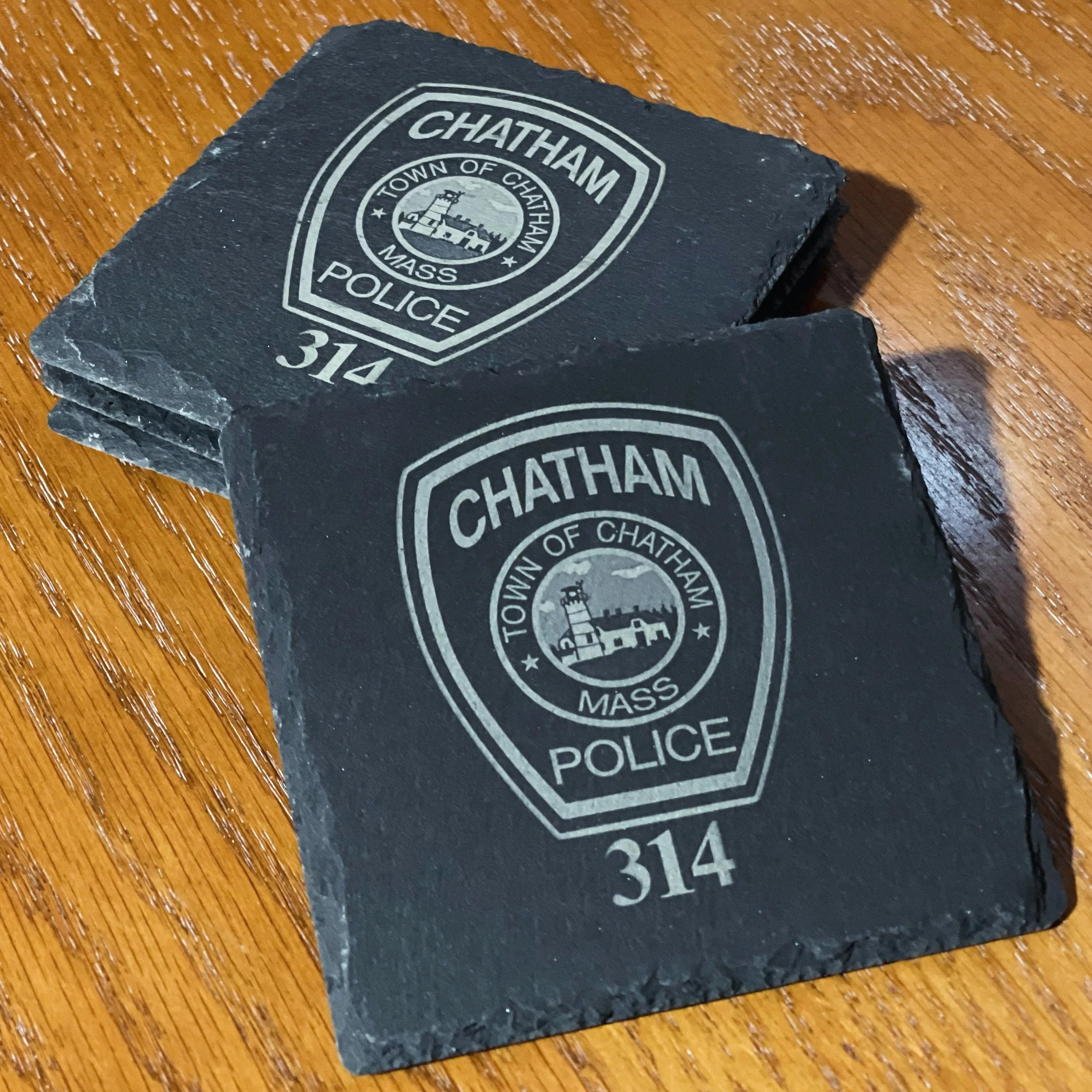 Customized Police Badge with/without names Set of 4 coasters