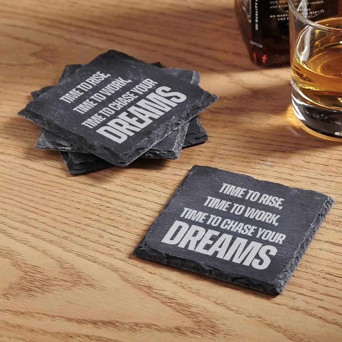 Time To Work Motivation Quote Set of 4 Coasters
