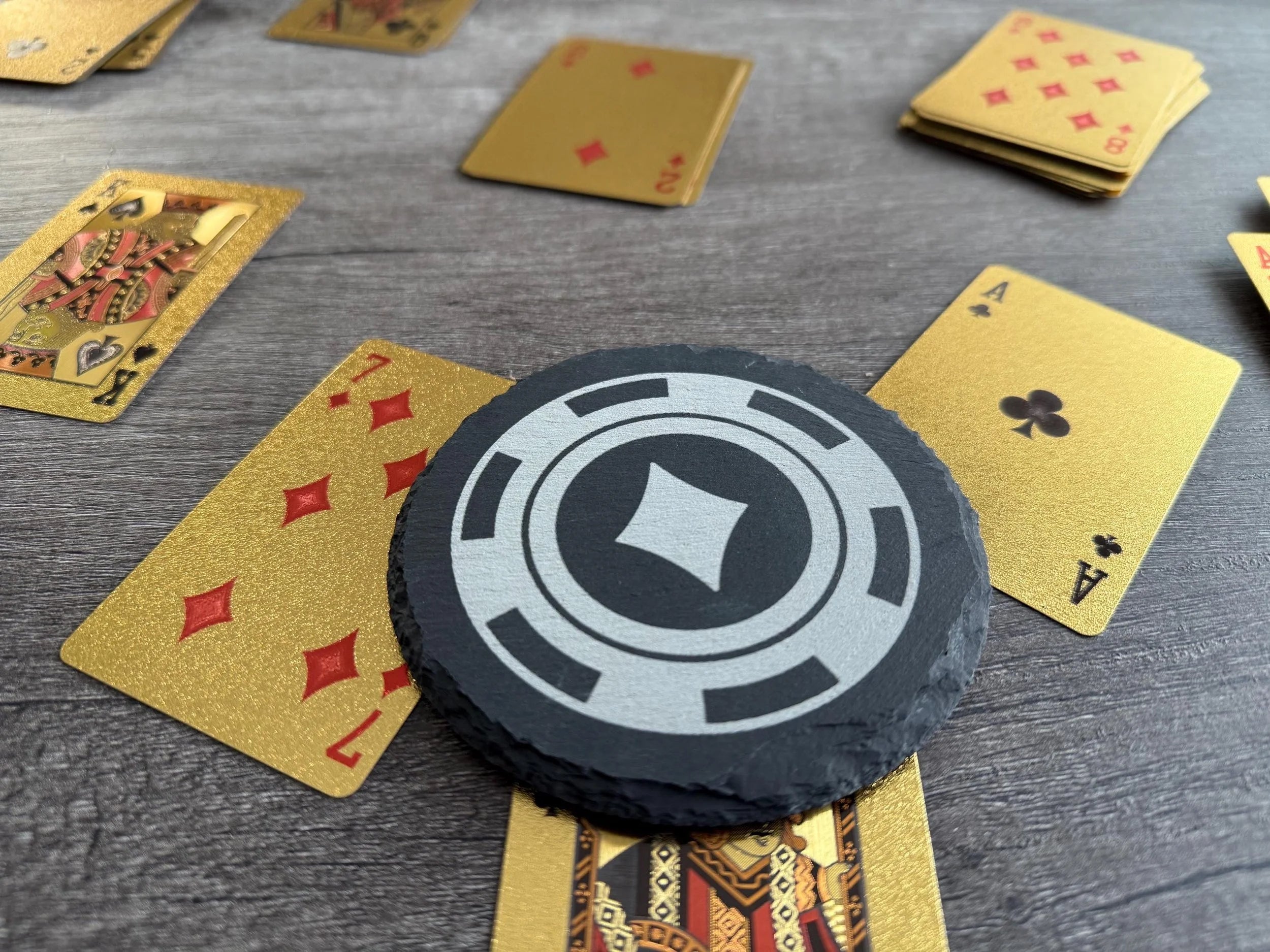 Poker Chips Set of 4 Slate Coasters