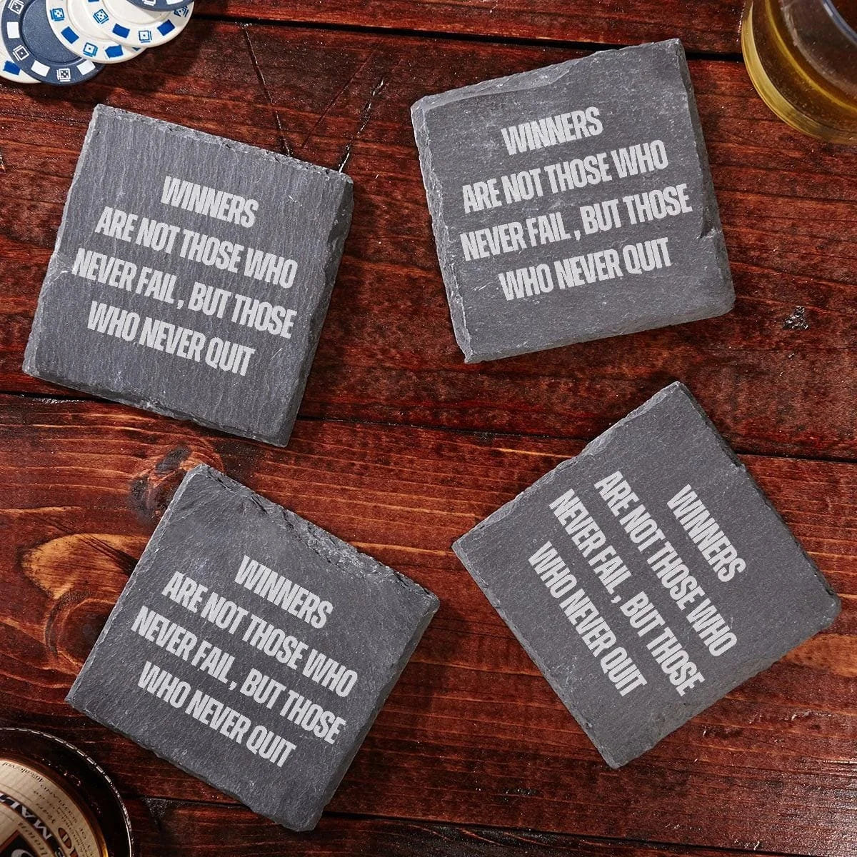 Winners Motivation Quote Set of 4 Coasters