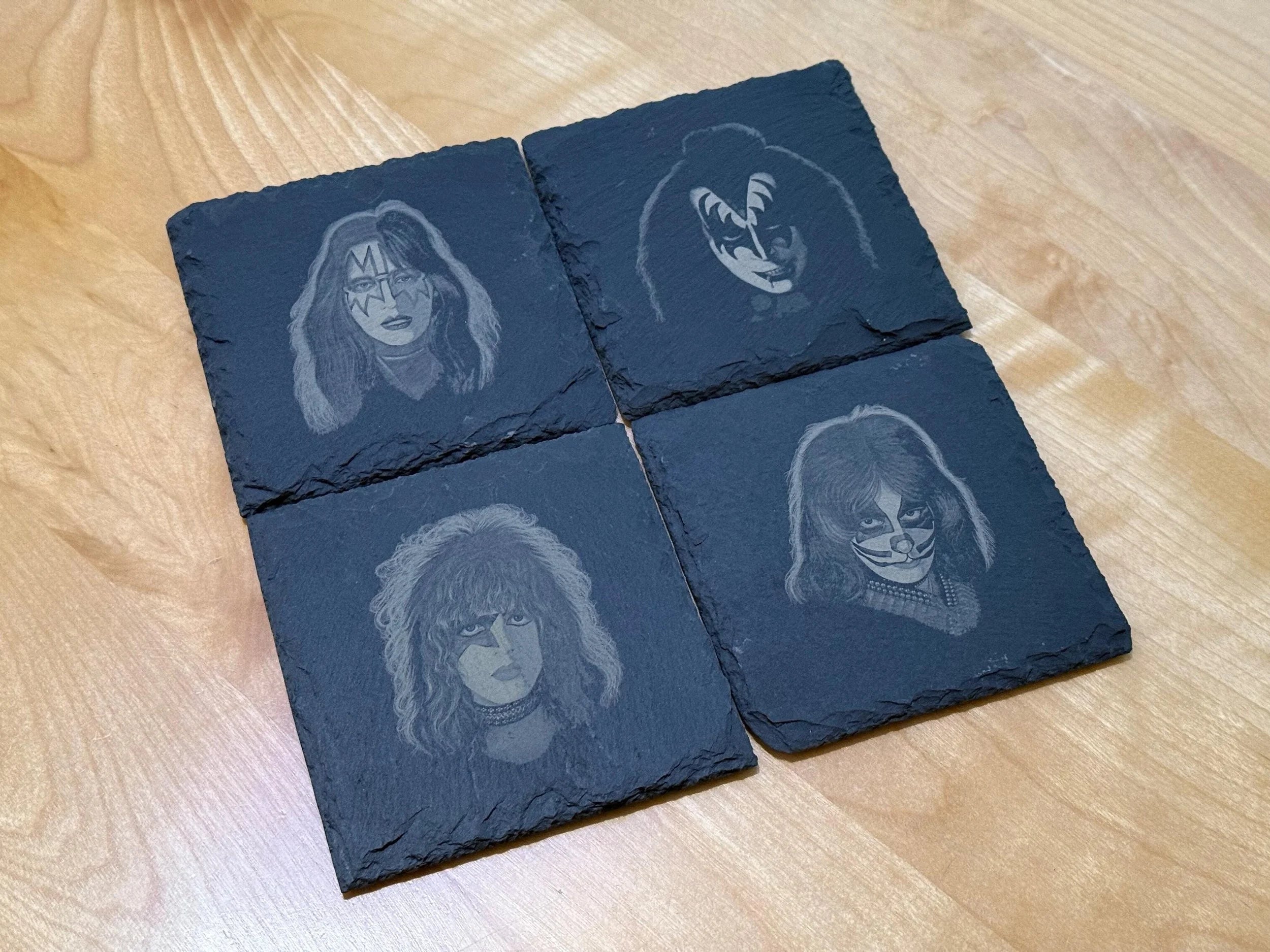 KISS Band Rock and Roll Set of 4 Slate Coasters